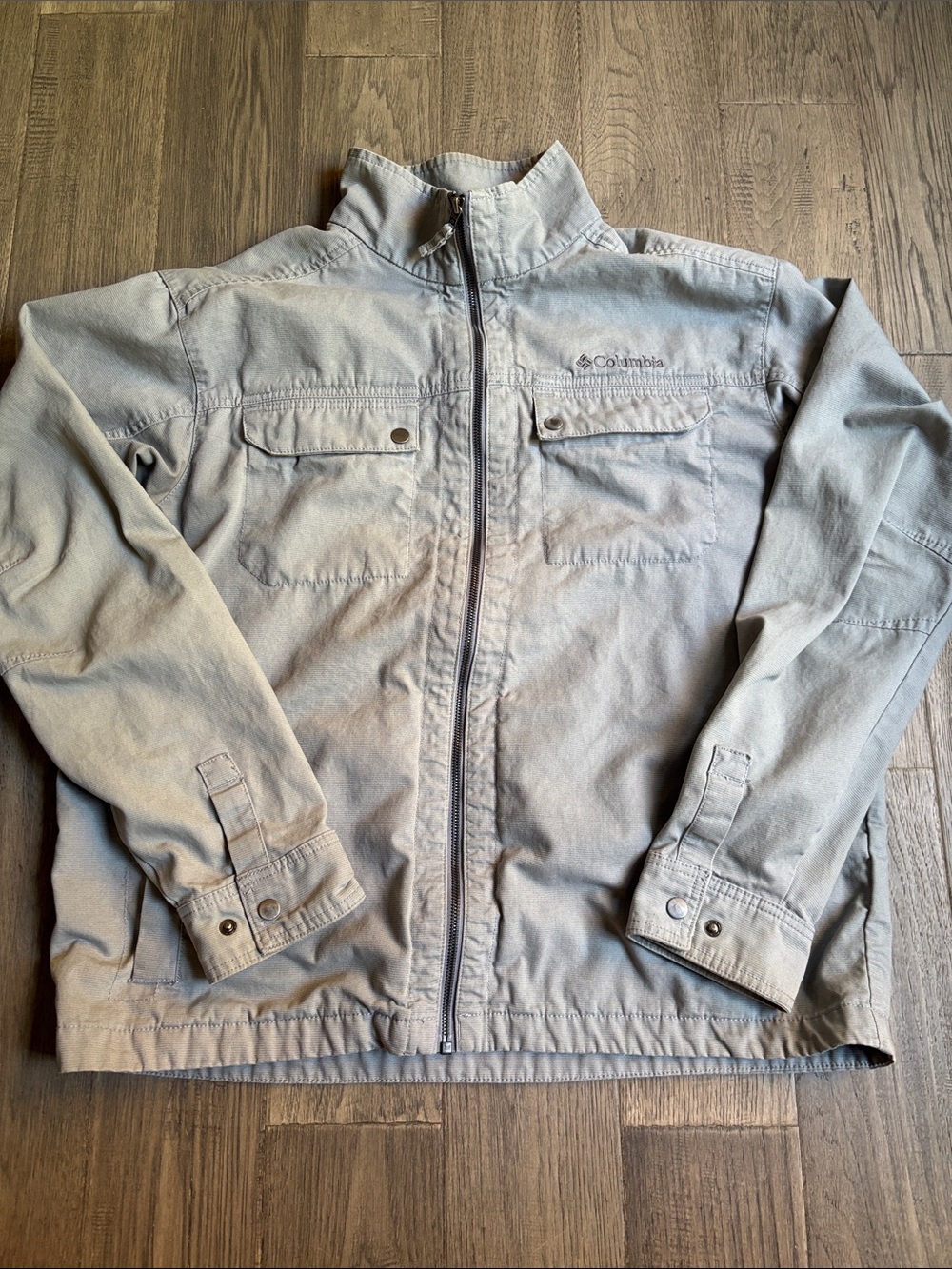 Columbia | 100% Cotton Tolmie Butte Light Gray Zip-Front Jacket Size XL